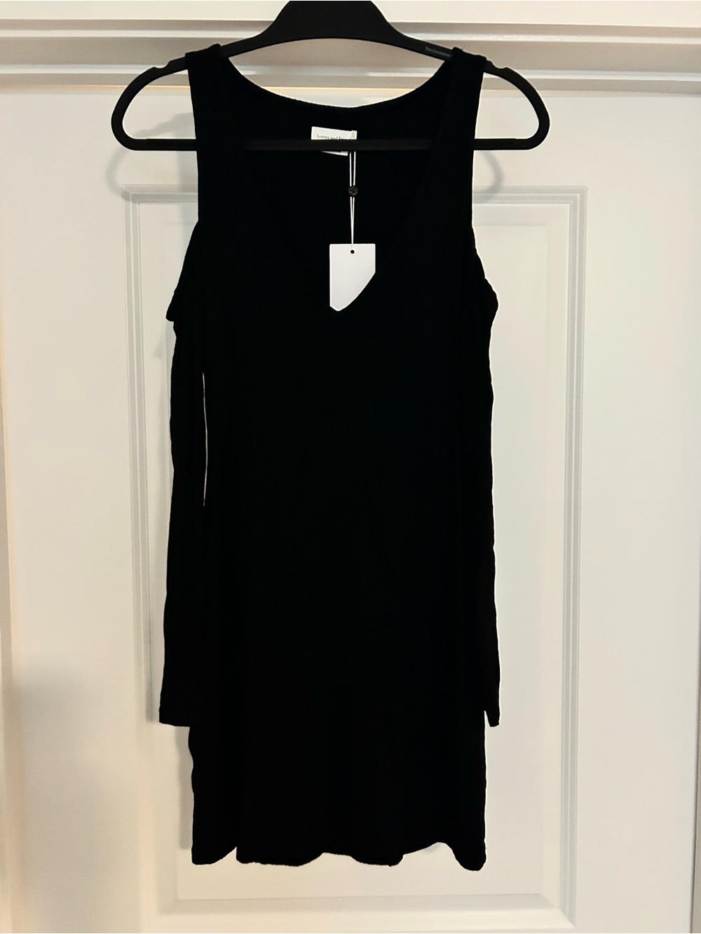 Lovers + Friends Black Long-Sleeve V-Neck Tank Dress (with shoulder cut outs)